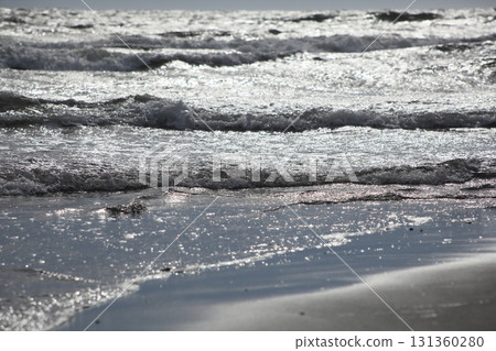 Rough waves crashing on the shore 131360280