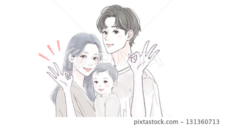 Watercolor and hand-drawn illustrations of parents and children Watercolor and hand-drawn illustrations of parents and children 131360713