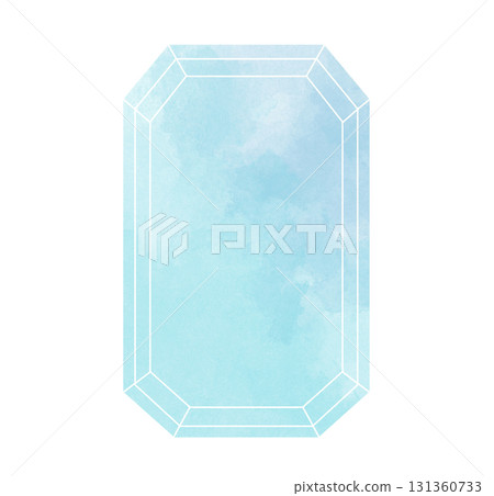 方形寶石淺藍色水彩素材 131360733