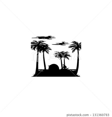 tropical scenery with towering coconut trees. 131360783