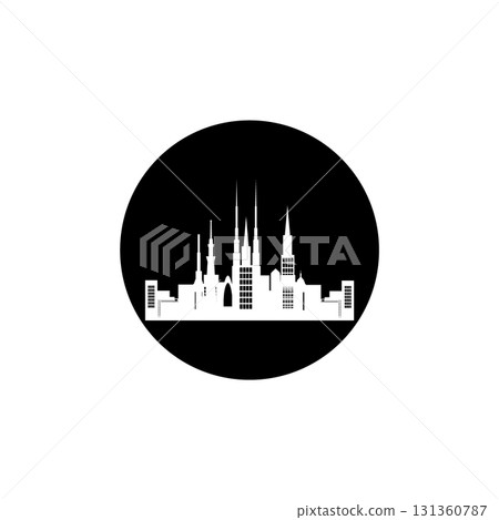 tall building vector illustration black background 131360787