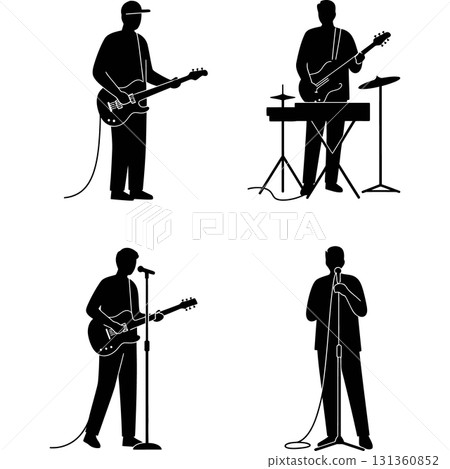 silhouette of music player performing silhouette of music player performing 131360852