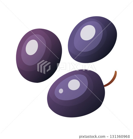 Group of three purple grape berries fruit in vector cartoon style. Juicy autumn harvest element in playful design. Great for Thanksgiving card or fall print. Perfect for seasonal holiday artwork. Group of three purple grape berries fruit in vector cartoon style. Juicy autumn harvest element in playful design. Great for Thanksgiving card or fall print. Perfect for seasonal holiday artwork. 131360968