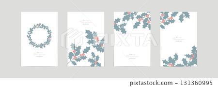 Christmas vector illustration card. Christmas postcard in December. Christmas background with holly. 131360995
