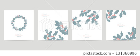 Christmas vector illustration card. Christmas postcard in December. Christmas background with holly. 131360996
