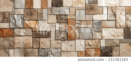 Mosaic stone floor texture with mixed neutral colors 131361383