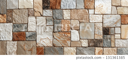 Mosaic stone floor texture with mixed neutral colors 131361385