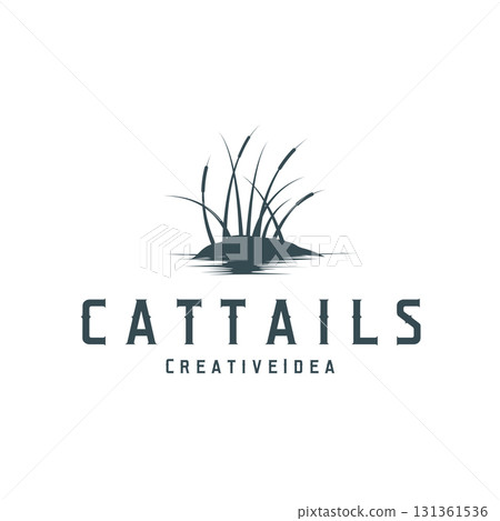 Grass river plant cattails logo, design with simple art concept, natural plant symbol, illustration, template, icon Grass river plant cattails logo, design with simple art concept, natural plant symbol, illustration, template, icon 131361536