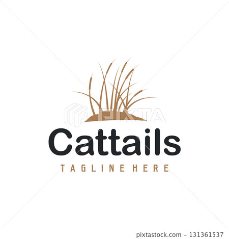 Grass river plant cattails logo, design with simple art concept, natural plant symbol, illustration, template, icon Grass river plant cattails logo, design with simple art concept, natural plant symbol, illustration, template, icon 131361537