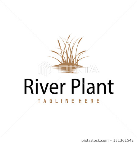 Grass river plant cattails logo, design with simple art concept, natural plant symbol, illustration, template, icon Grass river plant cattails logo, design with simple art concept, natural plant symbol, illustration, template, icon 131361542