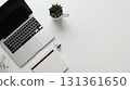 Perfect for adding text! Minimalist desk flat lay background material 131361650