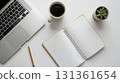 Perfect for adding text! Minimalist desk flat lay background material 131361654