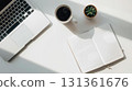 Perfect for adding text! Minimalist desk flat lay background material 131361676