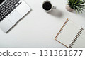 Perfect for adding text! Minimalist desk flat lay background material 131361677