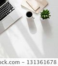Perfect for adding text! Minimalist desk flat lay background material 131361678