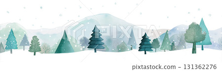 Charming winter scene with snowy trees, created AI, PNG 131362276
