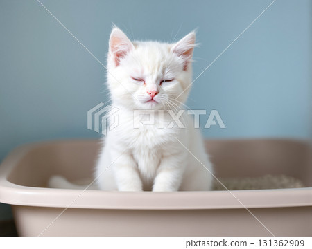 Cat in the toilet 131362909