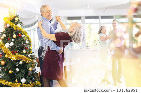 Elderly man and elderly woman dance waltz 131362951