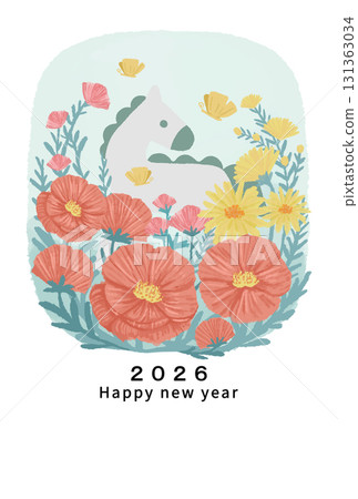 2026 Horse Year New Year's card template 2026 Horse Year New Year's card template 131363034