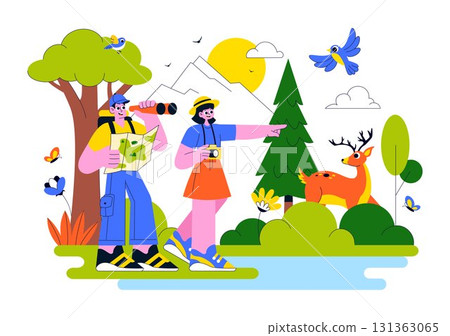 Eco Tourism Travel Destination Illustration Featuring Nature Tourism for Environmental Conservation, Local Culture, and Community Empowerment Eco Tourism Travel Destination Illustration Featuring Nature Tourism for Environmental Conservation, Local Culture, and Community Empowerment 131363065