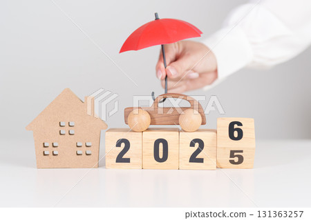 Happy New Year 2026 with red umbrella. Insurance, real estate, Home, car, loan, tax, investment, mortgage, financial, savings, protection and safety Happy New Year 2026 with red umbrella. Insurance, real estate, Home, car, loan, tax, investment, mortgage, financial, savings, protection and safety 131363257