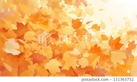 Autumn watercolor illustration of autumn leaves piled up on the ground. Autumn leaves, fallen leaves, season, nature, healing, emotion 131363752