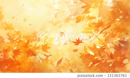 一幅美麗的水彩秋日風景畫,五彩繽紛的落葉散落在地上,構成了一幅季節背景畫。秋葉 一幅美麗的水彩秋日風景畫,五彩繽紛的落葉散落在地上,構成了一幅季節背景畫。秋葉 131363761