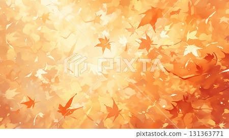 Illustration material of fallen leaves, beautifully depicted with a watercolor touch, landscape, background, nature, silence 131363771