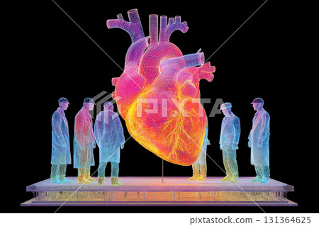 Image features vibrant, translucent representation of human heart 131364625