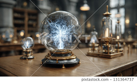 Mystical crystal ball with electric energy 131364737