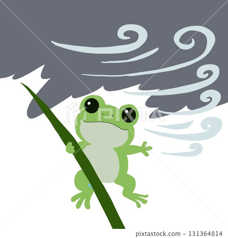 一隻即將被颱風吹走的青蛙 131364814