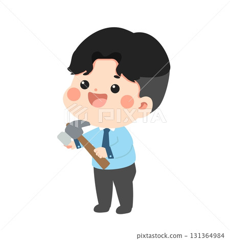 Illustration of Man Holding hammer Illustration of Man Holding hammer 131364984