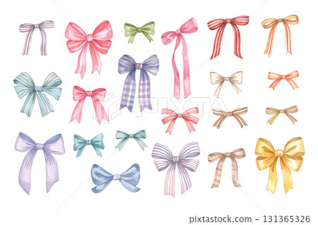 手繪水彩絲帶插圖集 手繪水彩絲帶插圖集 131365326