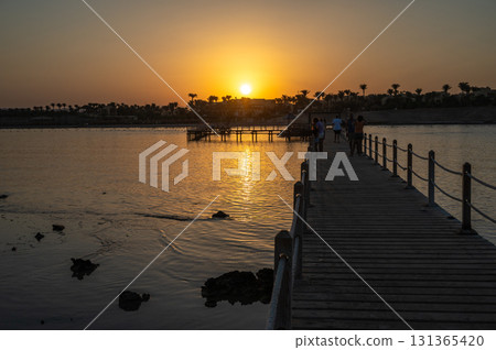 Sunset View Over Marsa Alam Lagoon and Pier Sunset View Over Marsa Alam Lagoon and Pier 131365420