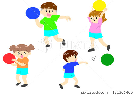 Children throwing a ball Children throwing a ball 131365469