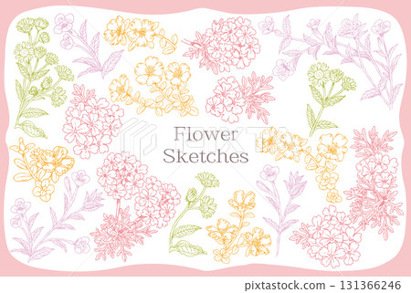 植物素描素材。野花。向量插圖素材。 植物素描素材。野花。向量插圖素材。 131366246