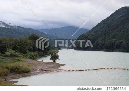 View of the dam lake and Bungui Pass from Miwa Dam View of the dam lake and Bungui Pass from Miwa Dam 131366334