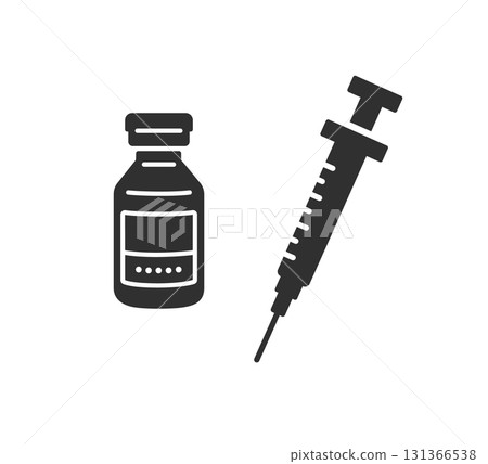 Syringe and vial silhouette illustration 131366538