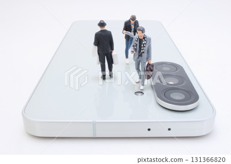 Business Figures Stand On A Large Smartphone Surface 131366820