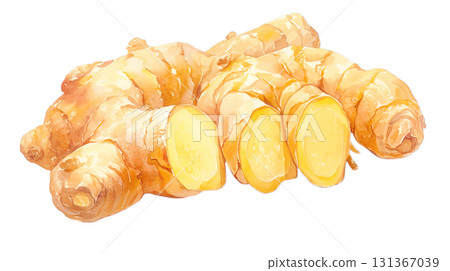 透明背景上的薑水彩插圖（png） 131367039