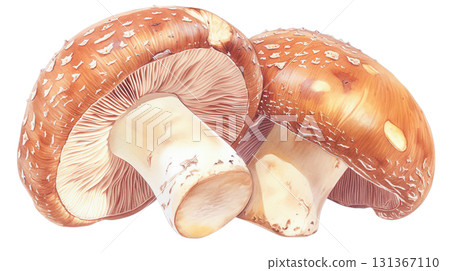 透明背景上的香菇水彩插圖（png） 131367110