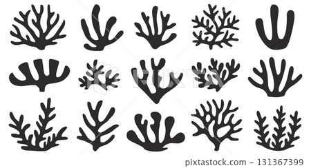 Scandinavian Folk Art Floral Silhouette Vector Set. Minimalist Botanical Flower Icons Vector. 131367399