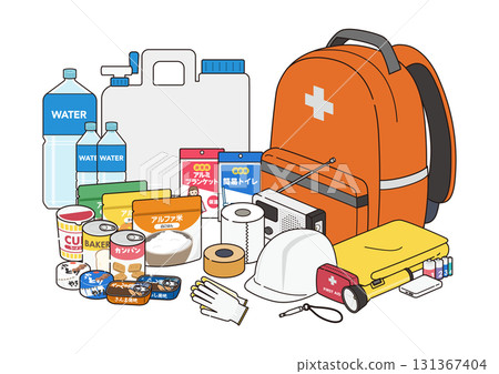 Illustration of disaster prevention goods 131367404