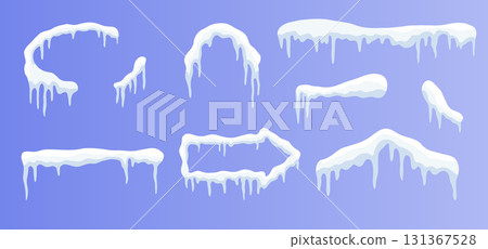 Snowcap vector frames with icy frosty outlines Snowcap vector frames with icy frosty outlines 131367528