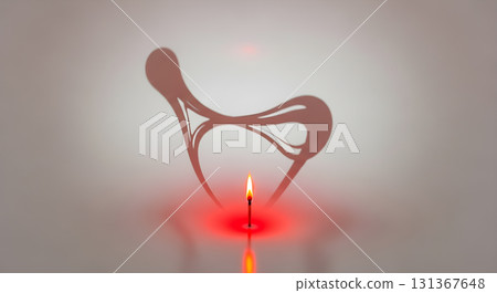 Burning matchstick with an abstract shadow on a white background. Burning matchstick with an abstract shadow on a white background. 131367648