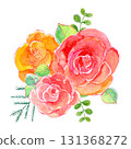 一束玫瑰的水彩插圖 131368272