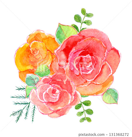Watercolor illustration of a bouquet of roses 131368272