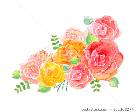 一束玫瑰的水彩插圖 131368274