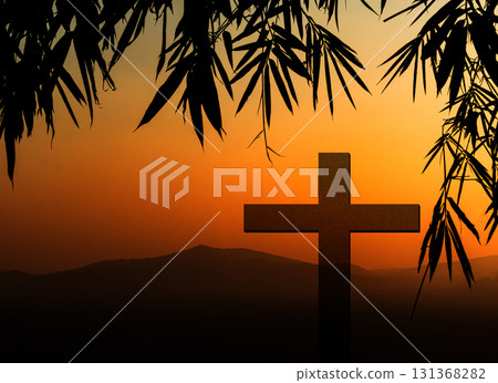 Cross Christian God Religion on Sunset Background, Jesus Church Worship Pray Catholic Grace Christ, Symbols Christ Love Holy Spiritual Hope Peach Victory Spirit Mditation Catholicism Crucifix Trush. 131368282