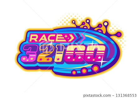 Car speed race sport grad prix Y2K retro icon or sign. Speed racing motorsport Y2K vector sign, drag race competition retro emblem.championship symbol with vibrant colors typography Car speed race sport grad prix Y2K retro icon or sign. Speed racing motorsport Y2K vector sign, drag race competition retro emblem.championship symbol with vibrant colors typography 131368553